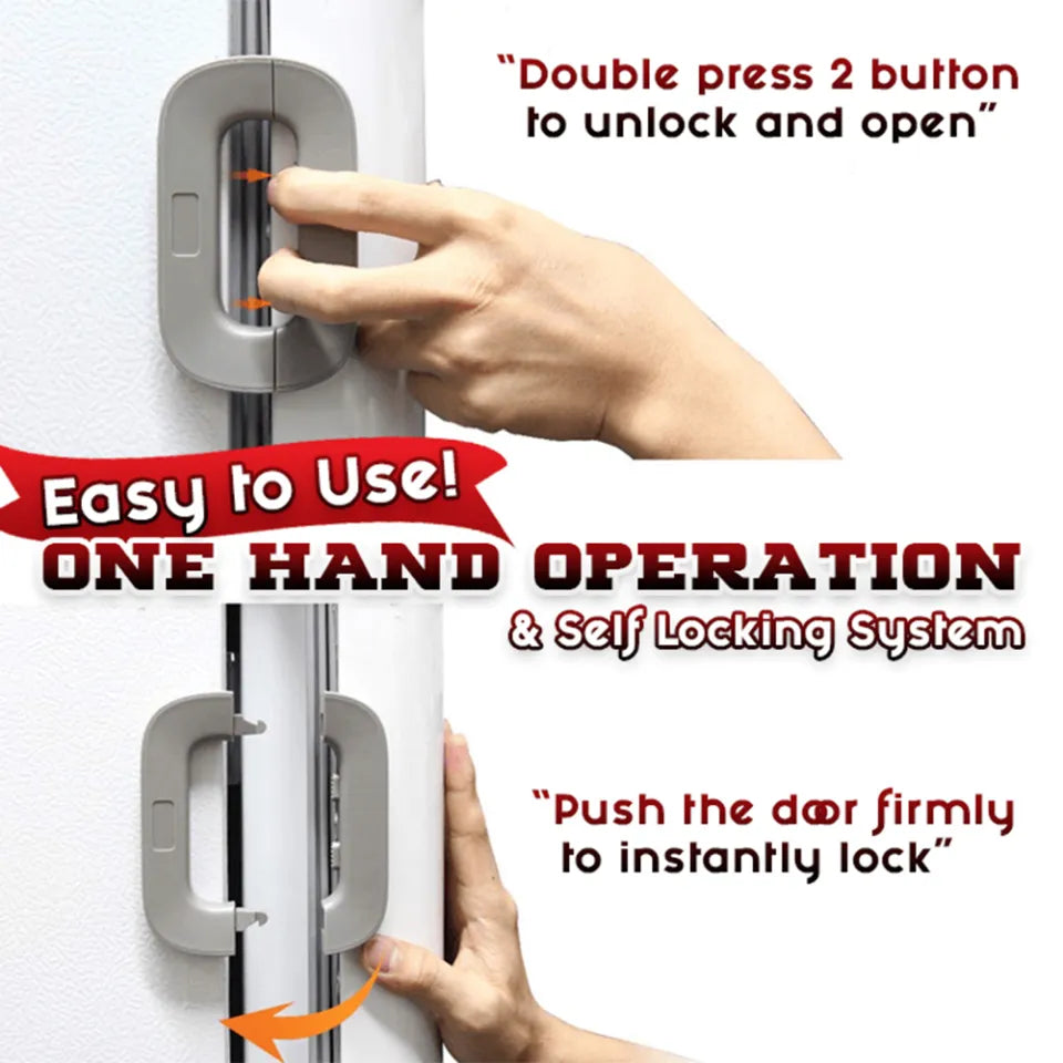 High Quality Refrigerator Door Lock – Child Safety & Baby Proof Fridge Lock – Strong Adhesive Keyless Design