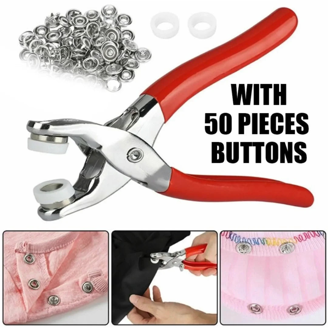 50 Pairs Metal Snap Buttons with Press Plier Set | 9.5mm Snap Fasteners Kit, DIY Sewing Tool for Clothes & Fabric