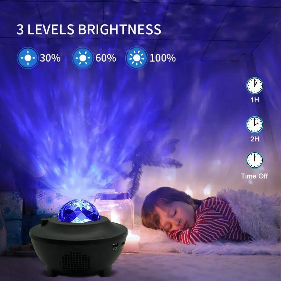 Galaxy Projector Night Light Table Lamp | Bluetooth Speaker, Sound-Activated Star Projector with 21 Lighting Modes