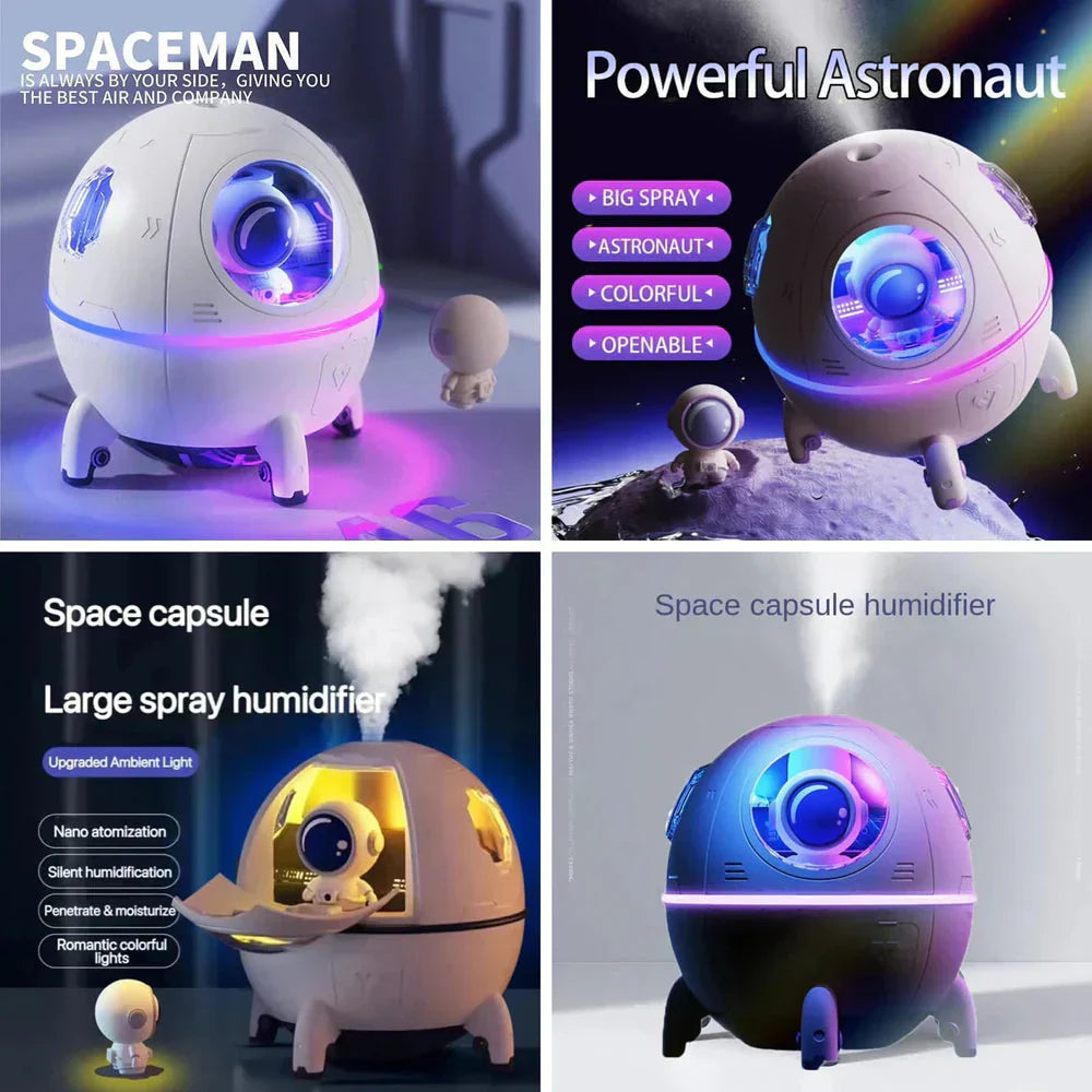 Astronaut Space Capsule Air Humidifier, Ultrasonic Cool Mist Aromatherapy Water Diffuser, Portable Mini Humidifier