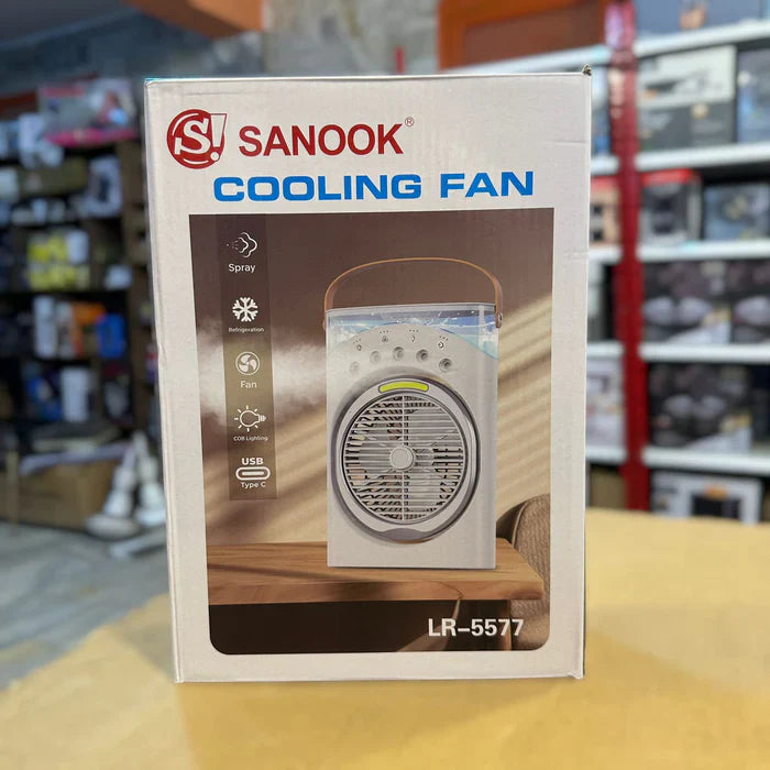 SANOOK 5 in 1 Rechargeable Air Cooling Fan+ 3 Mode LED Light+ RGB light+ Humidifier