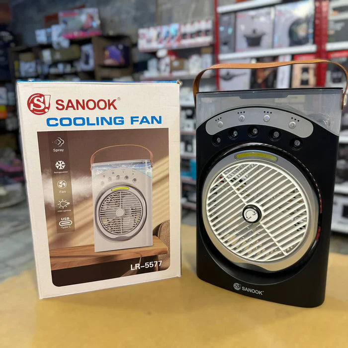 SANOOK 5 in 1 Rechargeable Air Cooling Fan+ 3 Mode LED Light+ RGB light+ Humidifier