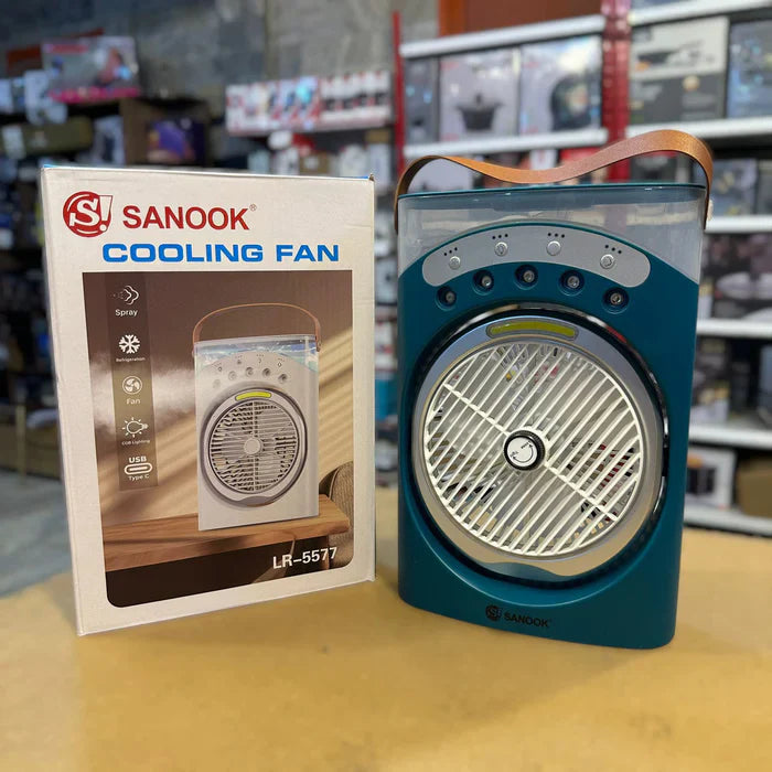 SANOOK 5 in 1 Rechargeable Air Cooling Fan+ 3 Mode LED Light+ RGB light+ Humidifier