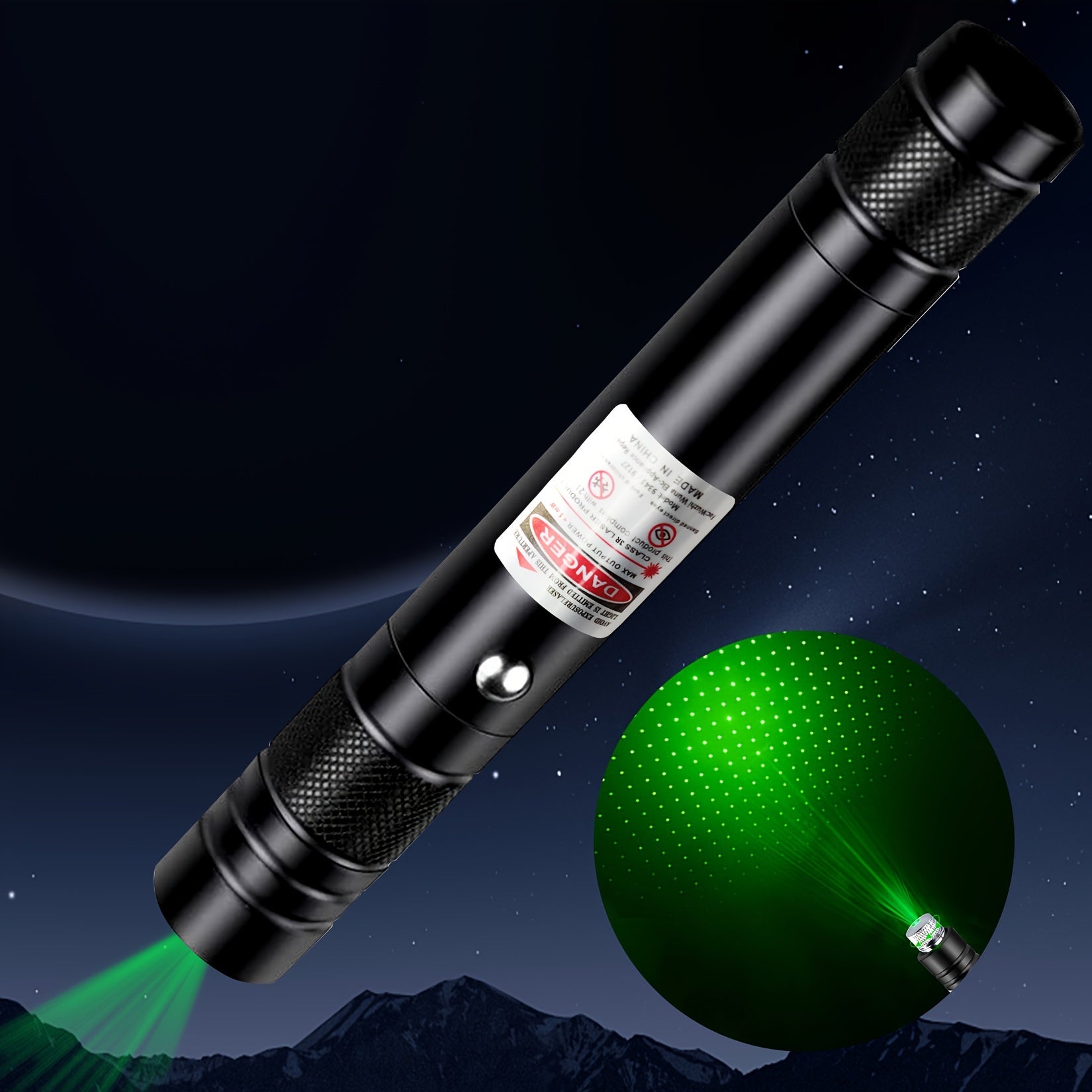 Multi-Functional Green Laser Torch Light – Rechargeable Waterproof & Shockproof Flashlight for Party, Camping, BBQ, and Night Events