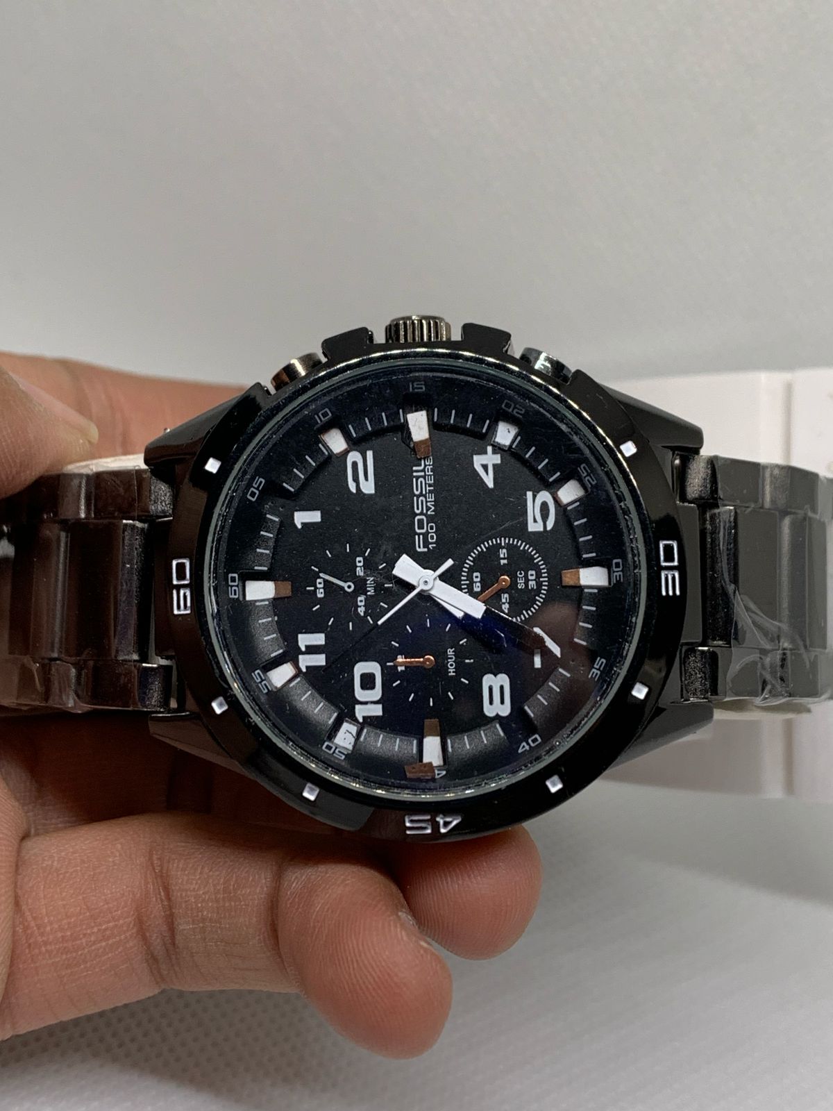 FOSSIL Stainless 100 Meters Black Chain Sports Watch for Men