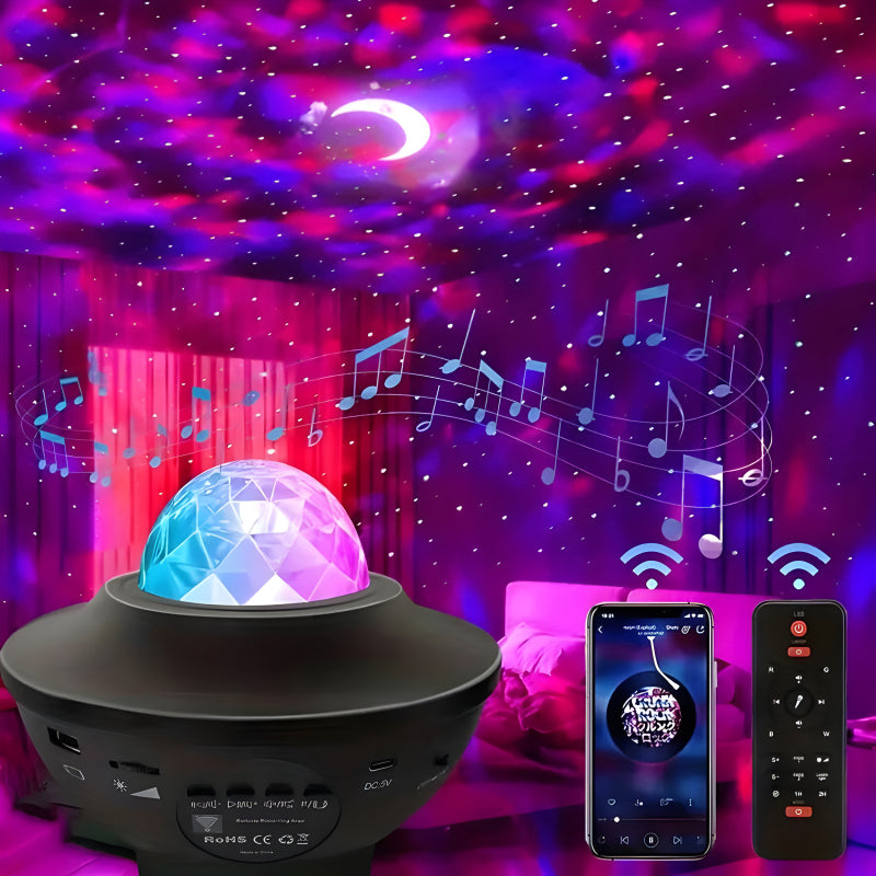 Galaxy Projector Night Light Table Lamp | Bluetooth Speaker, Sound-Activated Star Projector with 21 Lighting Modes