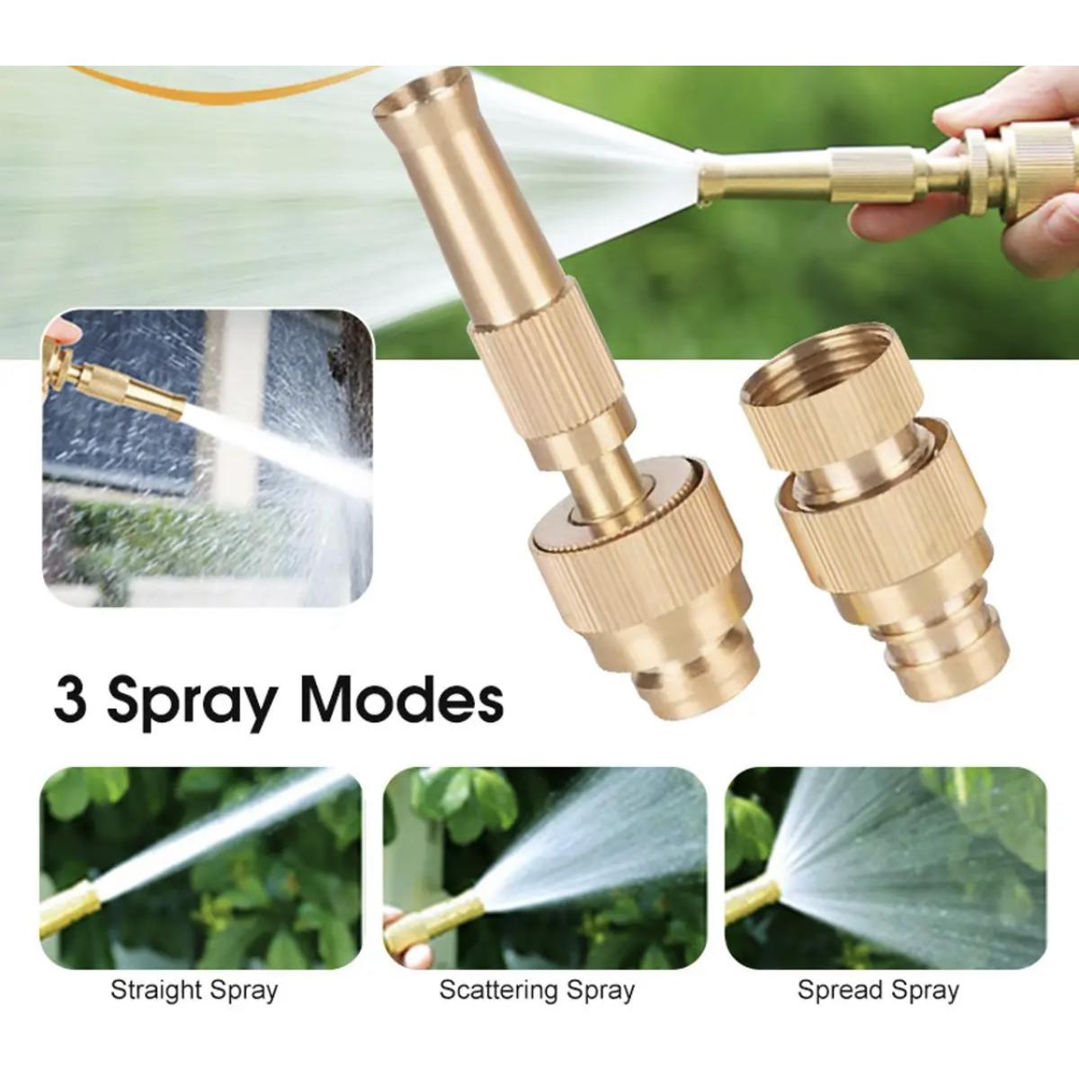 High Pressure Brass Garden Spray Nozzle – 4 Mode Adjustable Hose Nozzle for Watering & Cleaning