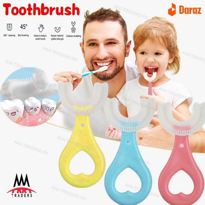 Kids U-Shaped Toothbrush – Soft Silicone 360° Oral Cleaning Brush for Toddlers Age 2–6
