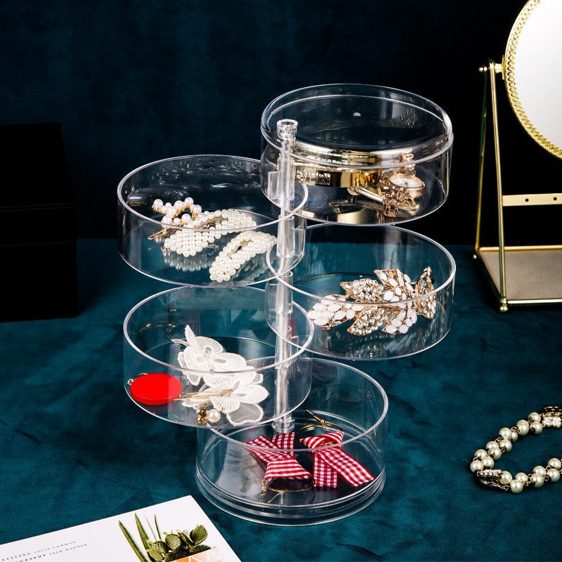 5 Layer Rotating Jewelry Storage Box – Earrings, Necklace & Ring Organizer