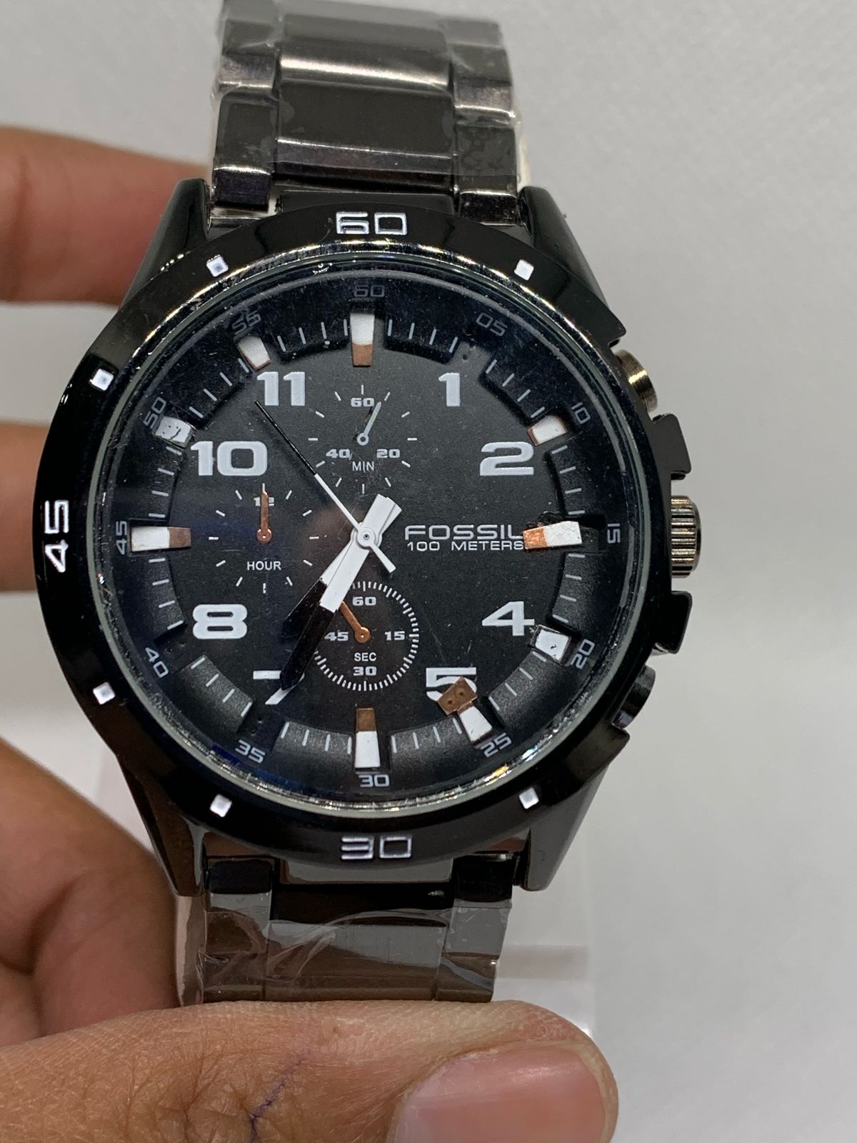 FOSSIL Stainless 100 Meters Black Chain Sports Watch for Men
