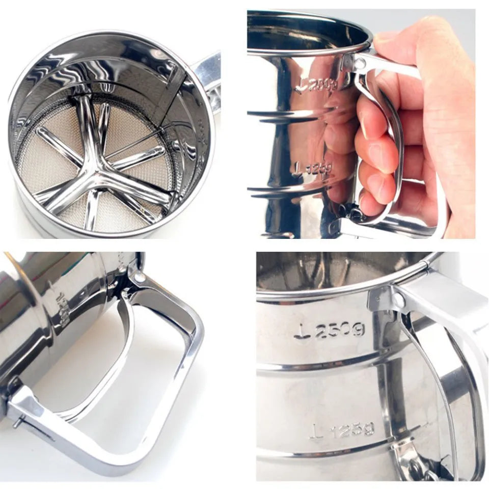 Stainless Steel Flour Sifter – Handheld Powder & Sugar Strainer Kitchen Tool