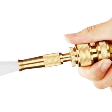High Pressure Brass Garden Spray Nozzle – 4 Mode Adjustable Hose Nozzle for Watering & Cleaning