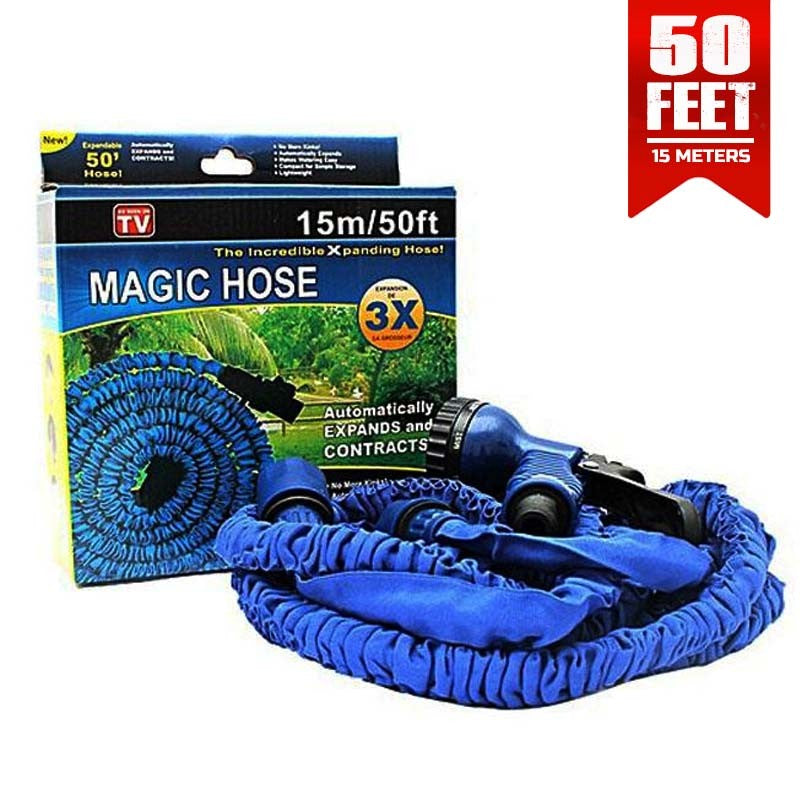 50ft Magic Garden Hose Pipe – Expandable Stretch Hose with Spray Gun | Watering Hose for Home & Garden