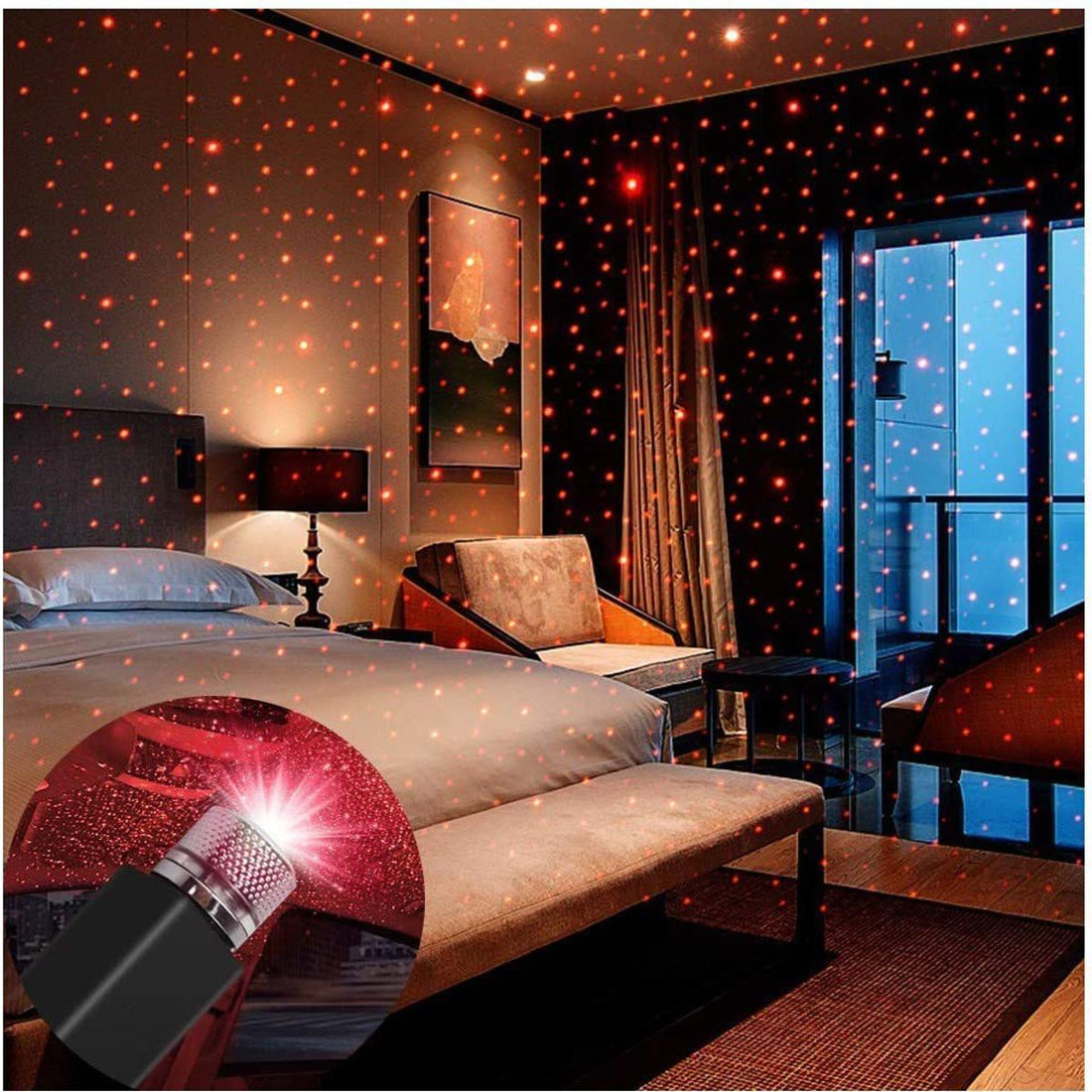 USB Star Light Projector – Disco Night Lamp for Car & Bedroom, Romantic Mood & Atmosphere Light