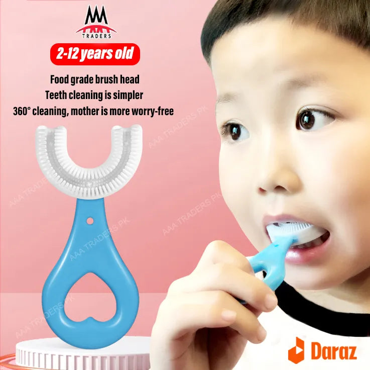 Kids U-Shaped Toothbrush – Soft Silicone 360° Oral Cleaning Brush for Toddlers Age 2–6