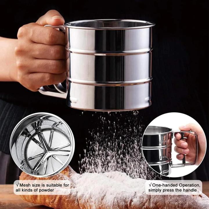 Stainless Steel Flour Sifter – Handheld Powder & Sugar Strainer Kitchen Tool