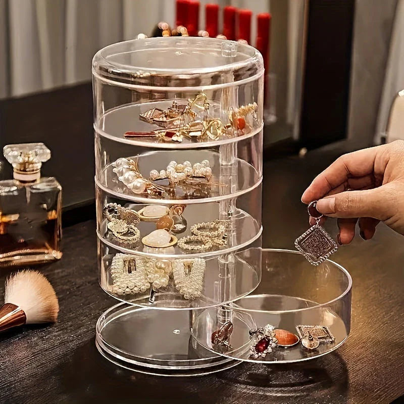 5 Layer Rotating Jewelry Storage Box – Earrings, Necklace & Ring Organizer