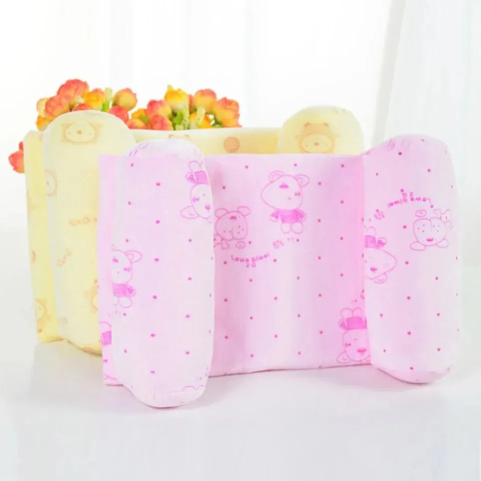 Memory Foam Infant Pillow – Flat Head Prevention, Anti-Roll Newborn Sleeping Cushion with Neck & Spine Support (Random Color)