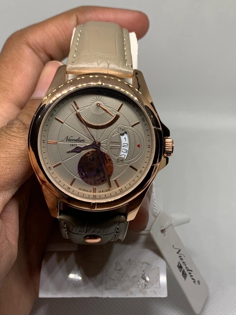 Nuodun 1853 Water Resistant Men Wrist Leather Strip Watch