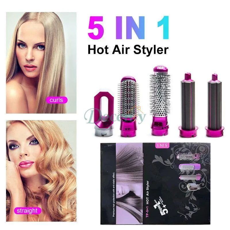5 in 1 Hair Styler, 2025 New Updated Air Styler with Hot Air Brush, Air Curler, Hair Dryer, Straighteners,Wrapper (Purple Light)