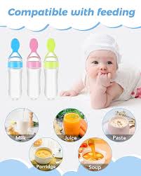 Baby Silicone Spoon Feeder Bottle – 90ml Soft Squeeze Feeding Bottle for Infants & Toddlers (Food & Cereal Dispenser)