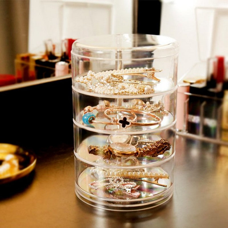 5 Layer Rotating Jewelry Storage Box – Earrings, Necklace & Ring Organizer