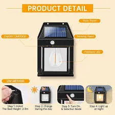 Mini Waterproof Solar Interaction Wall Lamp With Motion Sensor Security Light, Featuring 3 Lighting Levels