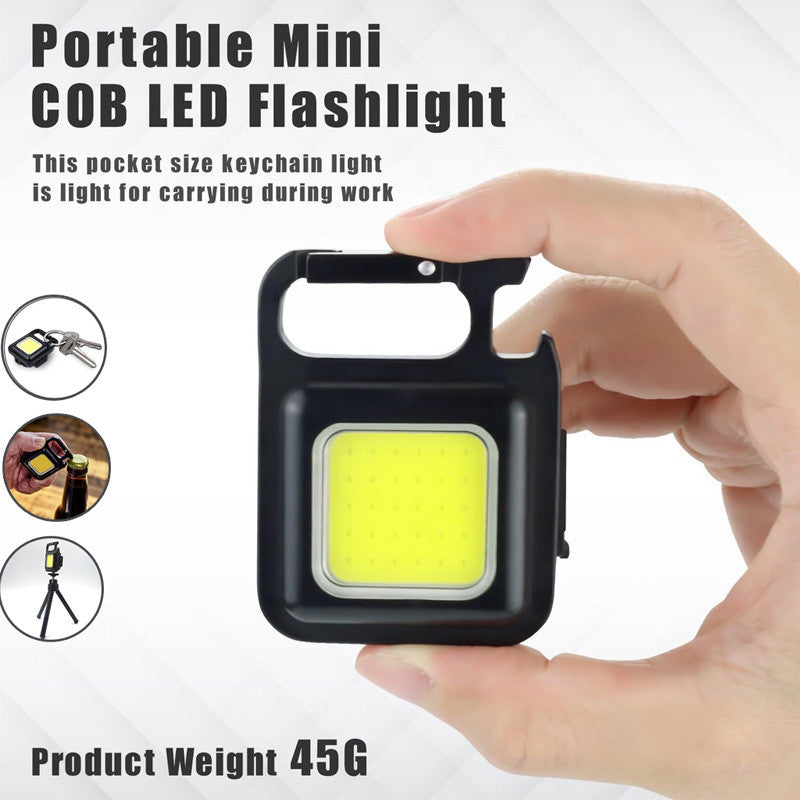 COB Rechargeable Keychain Mini Small Flashlight 6 Light Modes