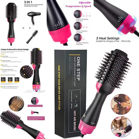 One-Step Hair Dryer & Volumizer Hot Air Brush – 3 Modes, Frizz-Free Styler, Dry & Wet Dual Use (US Plug)