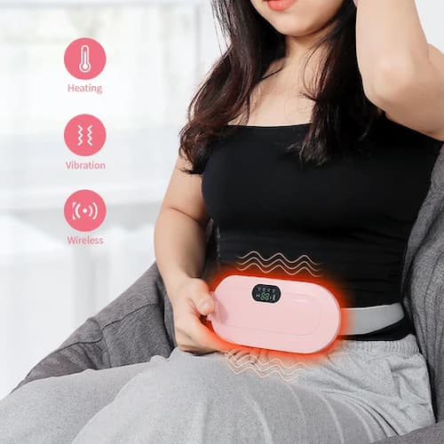 Period Pain Relief Heating Belt | Portable Electric Menstrual Cramp Massager with 3 Heat Levels & 4 Modes for Women & Girls