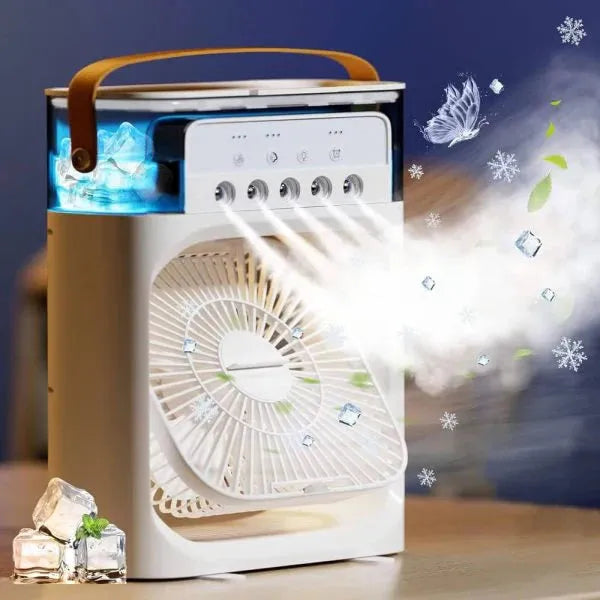 3 In 1 Mini Portable USB AC Fan Humidifier & LED Water Lamp