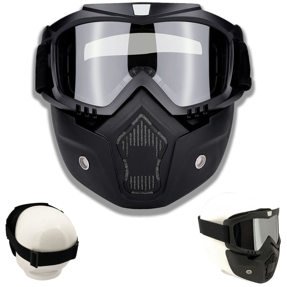 Motorcycle Face Helmet Mask with Goggles | Fog-Proof, Windproof & Warm Biker Accessories
