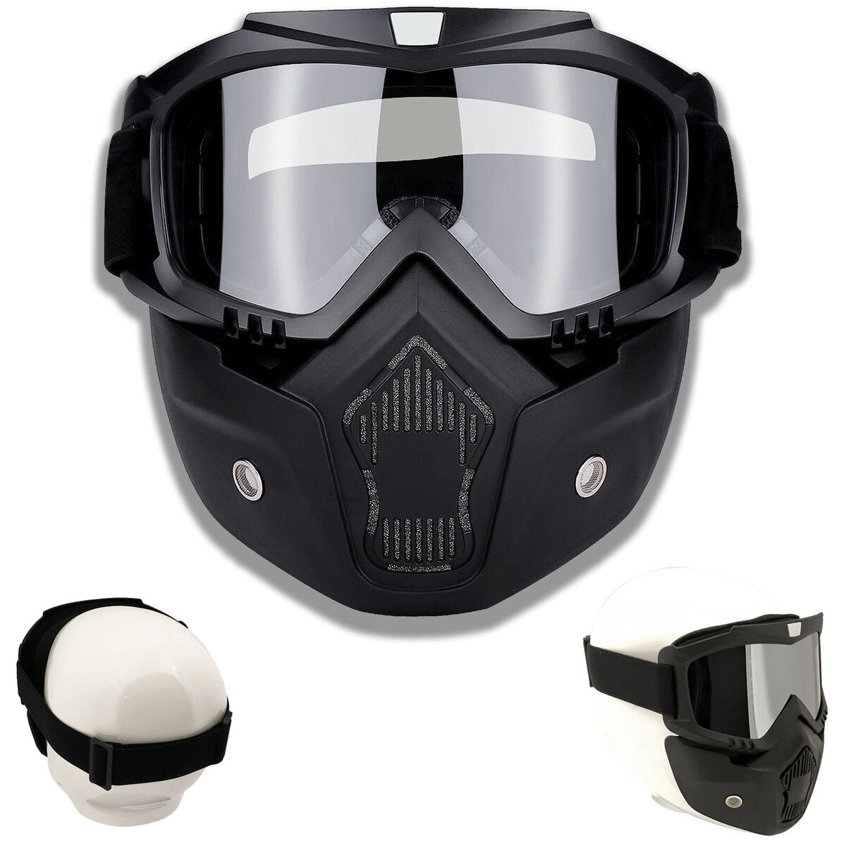 Motorcycle Face Helmet Mask with Goggles | Fog-Proof, Windproof & Warm Biker Accessories
