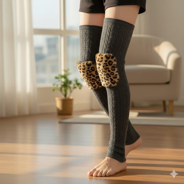 1 Pair Woolen Blend Thermal Knee Warmers – Breathable, Elastic Knee Sleeves for Winter Pain Relief & Warmth