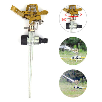 3/4″ Brass Impact Sprinkler Metal with Spike Lawn Grass – 360 Degree Adjustable Rotating Water Nozzle Impulse Sprayer For Water Irrigation/Sprinkler System tools
